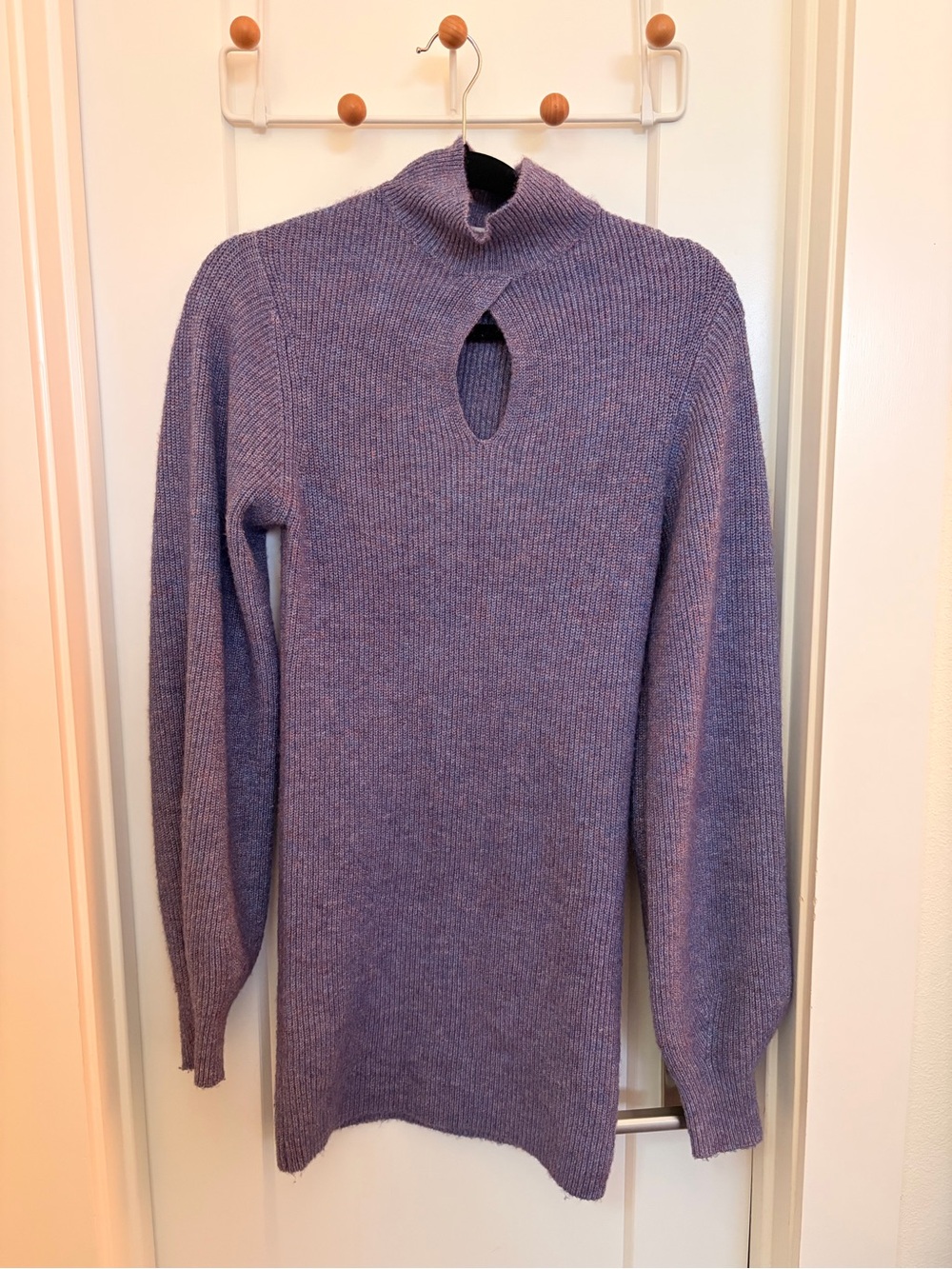 Purple Keyhole Mock Neck Knit Sweater Dress
